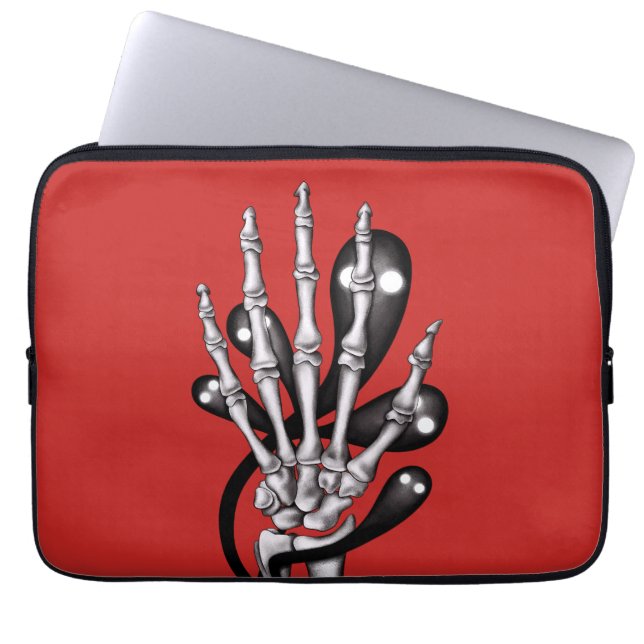 Skeleton Hand With Ghosts Laptop Sleeve (Front)