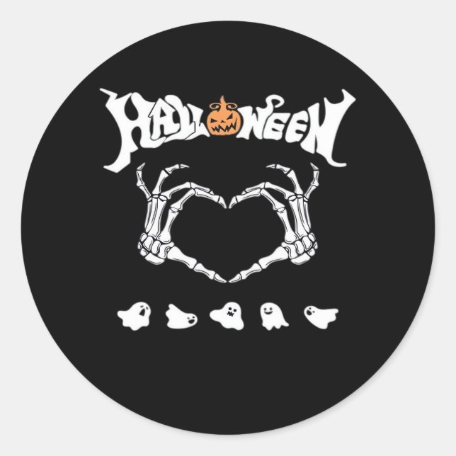 Skeleton Hand With , Halloween Design Classic Round Sticker (Front)