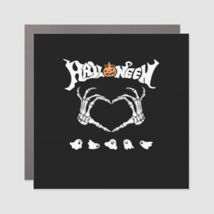 Skeleton Hand With Halloween Theme Dark Seasonal Car Magnet