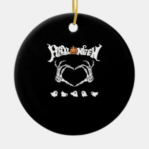Skeleton Hand With Halloween Theme Dark Seasonal Ceramic Ornament