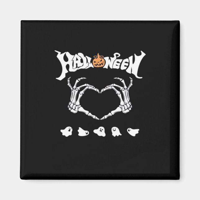 Skeleton Hand With Halloween Theme Dark Seasonal Magnet (Front)