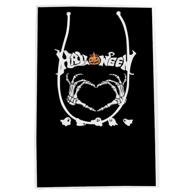 Skeleton Hand With Halloween Theme Dark Seasonal Medium Gift Bag (Front)