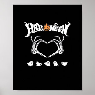 Skeleton Hand With Halloween Theme Dark Seasonal Poster