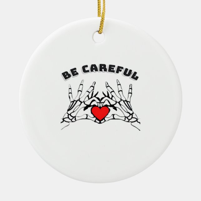 Skeleton Hand With Heart Classic Style Ceramic Ornament (Front)