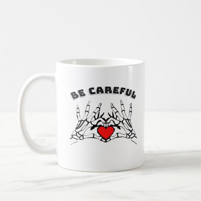 Skeleton Hand With Heart Classic Style Coffee Mug (Left)