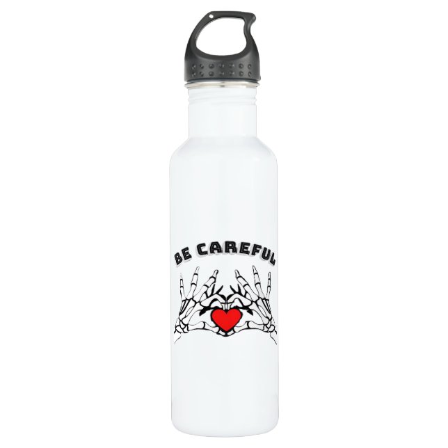 Skeleton Hand With Heart Classic Style Stainless Steel Water Bottle (Front)