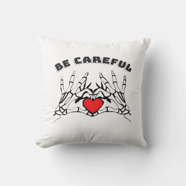 Skeleton Hand With Heart Classic Style Throw Pillow (Front)