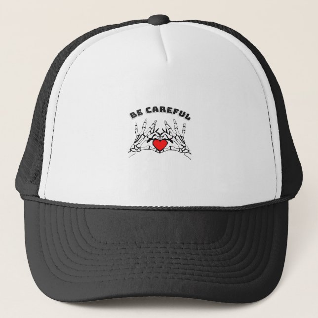 Skeleton Hand With Heart Classic Style Trucker Hat (Front)