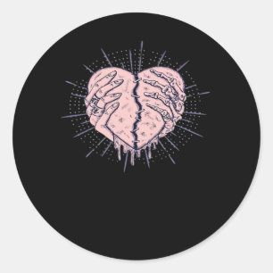 Skeleton Hand With Heart Gentle Expression Classic Round Sticker