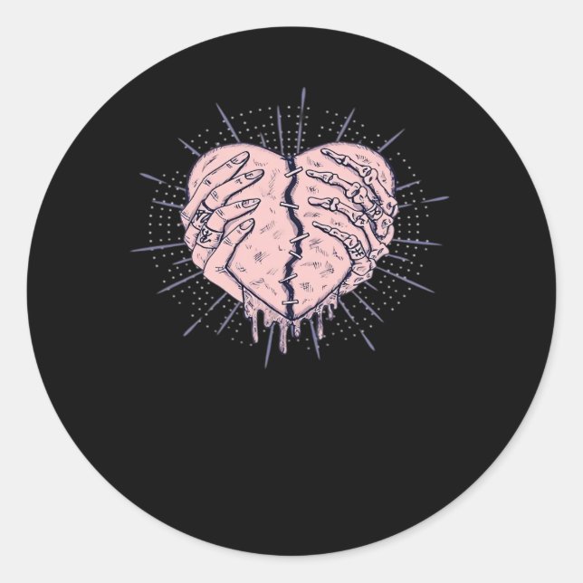 Skeleton Hand With Heart Gentle Expression Classic Round Sticker (Front)