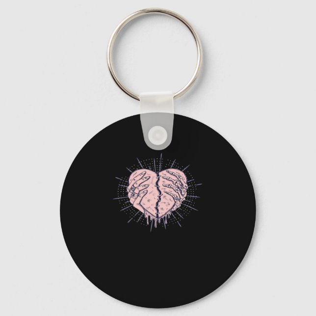 Skeleton Hand With Heart Gentle Expression Keychain (Front)