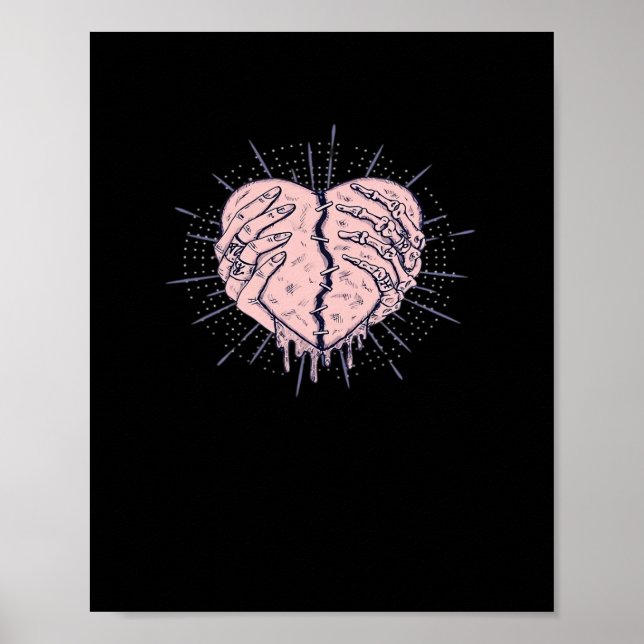 Skeleton Hand With Heart Gentle Expression Poster (Front)