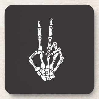 Skeleton Hand with Peace Sign on a Beverage Coaster