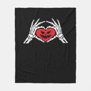 Skeleton Hands A Heart Spooky Halloween Fleece Blanket