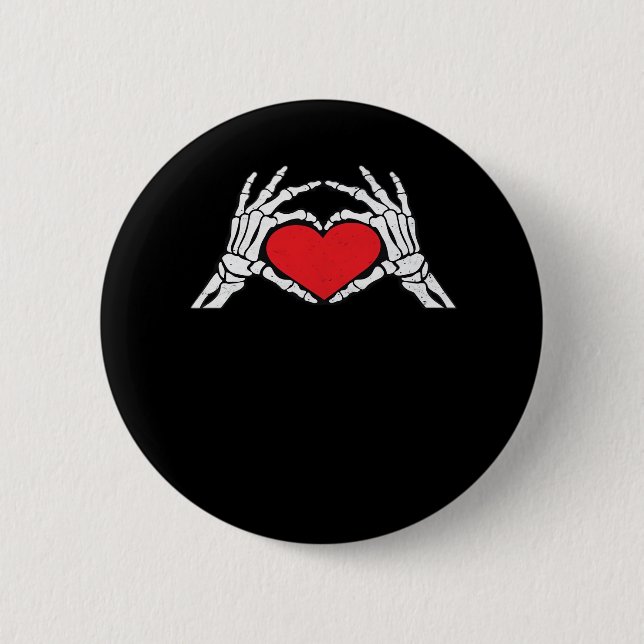 Skeleton Hands A Red Heart Classic Button (Front)