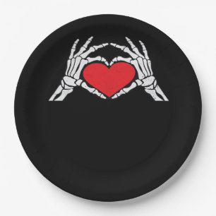 Skeleton Hands A Red Heart Classic Paper Plates