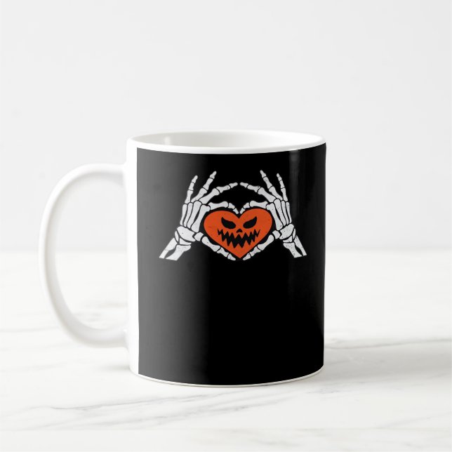Skeleton Hands A Spooky Halloween Heart Classic Coffee Mug (Left)
