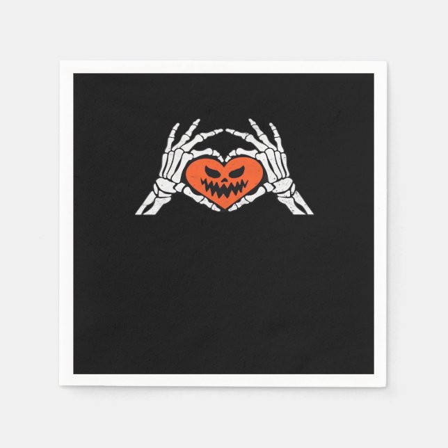 Skeleton Hands A Spooky Halloween Heart Classic Napkins (Front)