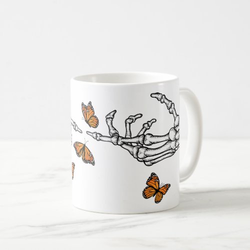 Skeleton Hands and Monarch Butterflies Coffee Mug