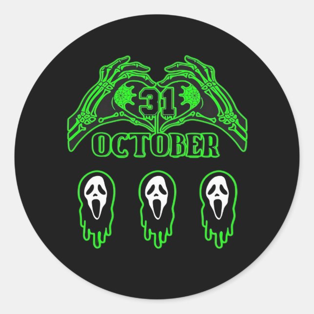 Skeleton Hands Classic Design Round Sticker (Front)