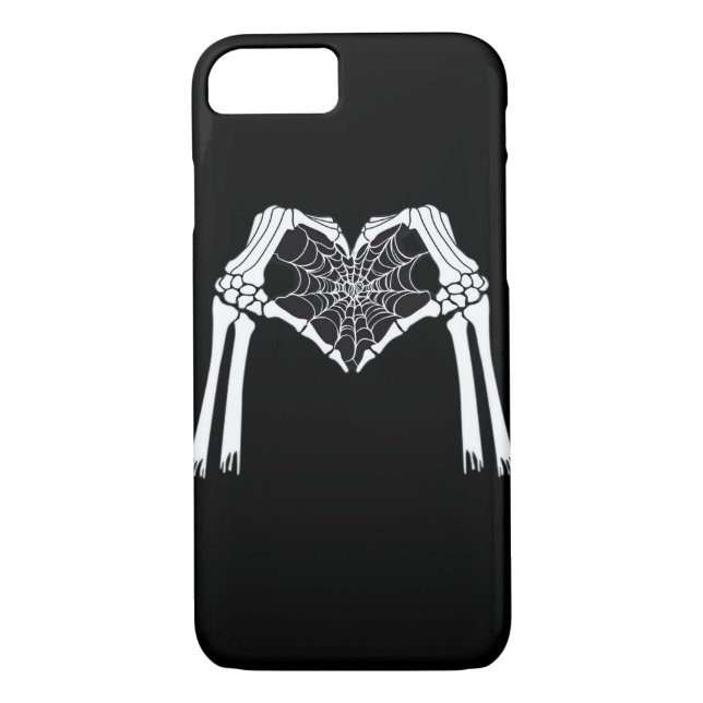 Skeleton Hands Cobweb Heart (White) Classic Case-Mate iPhone Case (Back)