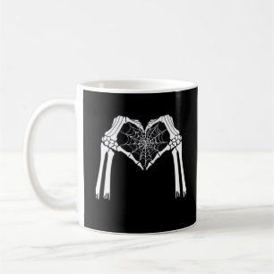 Skeleton Hands Cobweb Heart (White) Classic Coffee Mug