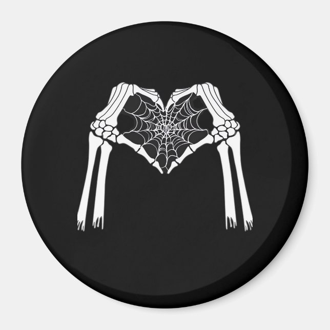 Skeleton Hands Cobweb Heart White Retro Classic Magnet (Front)