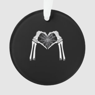 Skeleton Hands Cobweb Heart White Retro Classic Ornament