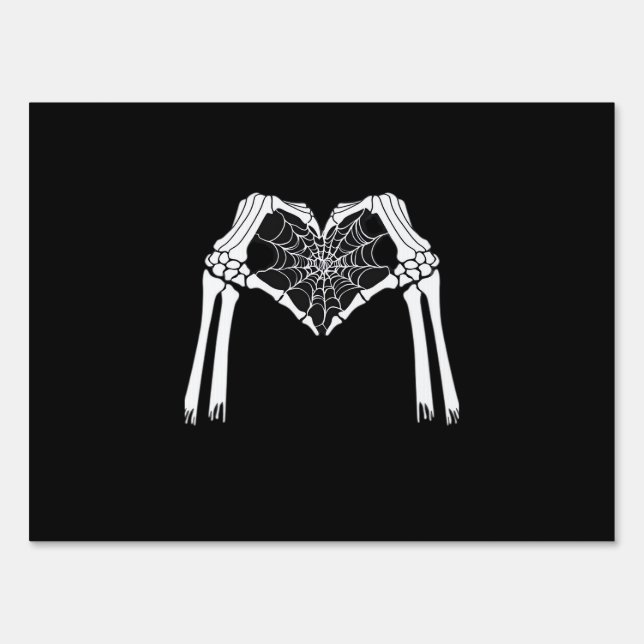 Skeleton Hands Cobweb Heart White Retro Classic Sign (Front)
