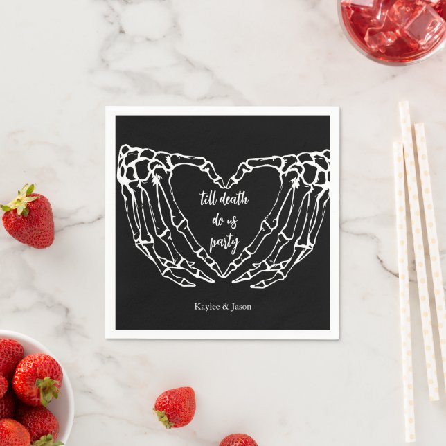 Skeleton Hands Fall Couples Shower till death Napkins (Insitu)