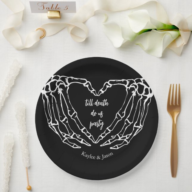 Skeleton Hands Fall Couples Shower till death Paper Plates (Wedding)