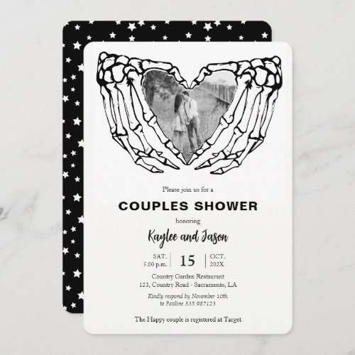 Skeleton Hands Fall Couples Shower with Photo Invitation