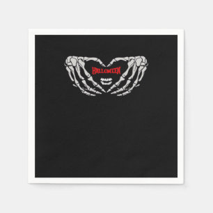 Skeleton Hands Folded In A Heart Funny Halloween Napkins