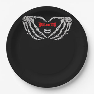 Skeleton Hands Folded In A Heart. Funny Halloween  Paper Plates