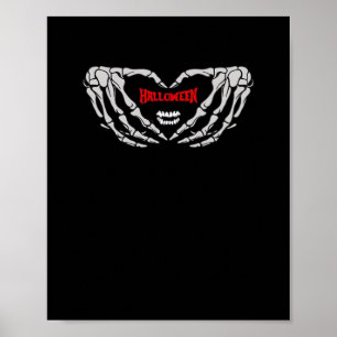 Skeleton Hands Folded In A Heart Funny Halloween Poster