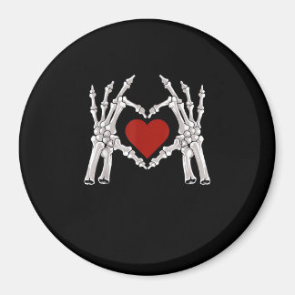 Skeleton Hands Form A Heart With Red Heart Bright  Magnet