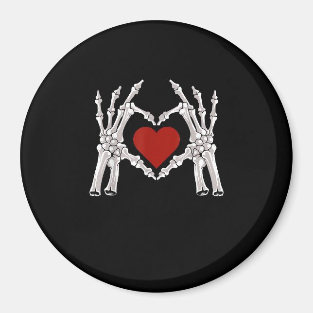 Skeleton Hands Form A Heart With Red Heart Bright  Magnet (Front)