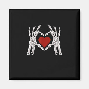 Skeleton Hands Form A Heart With Red Heart Bright  Magnet