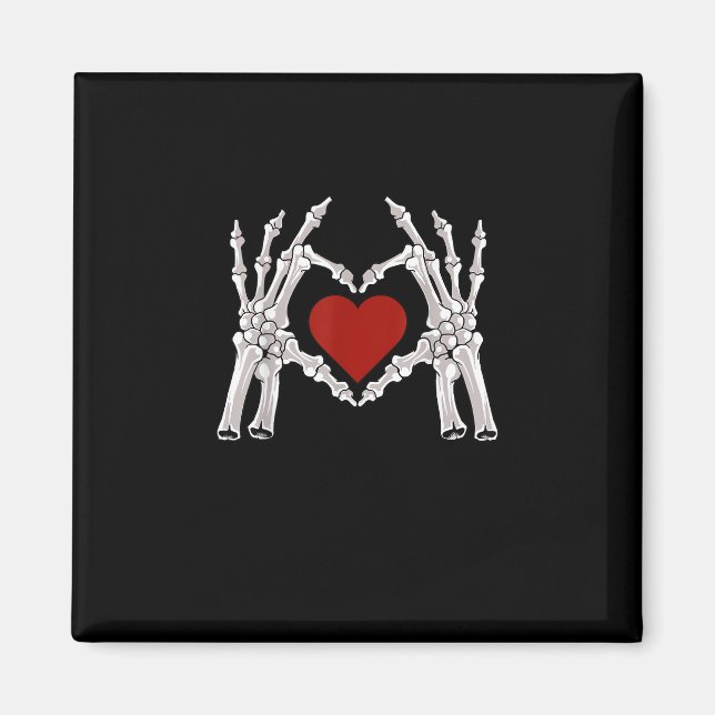 Skeleton Hands Form A Heart With Red Heart Bright  Magnet (Front)