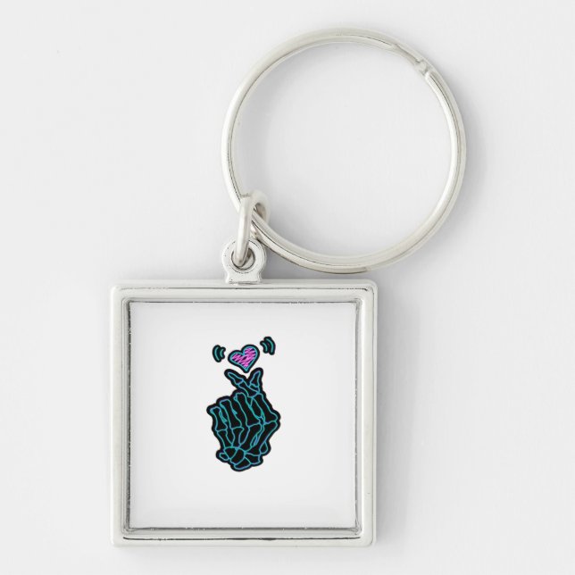 Skeleton Hands Forming A Heart Gentle Expression Keychain (Front)