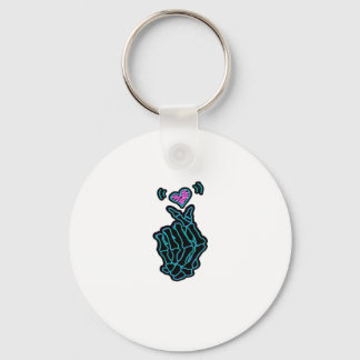 Skeleton Hands Forming A Heart Gentle Expression Keychain