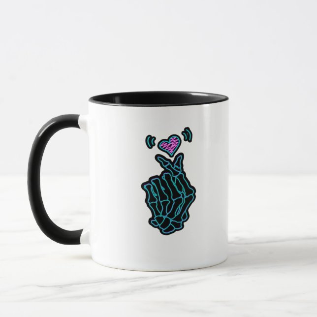 Skeleton Hands Forming A Heart Gentle Expression Mug (Left)