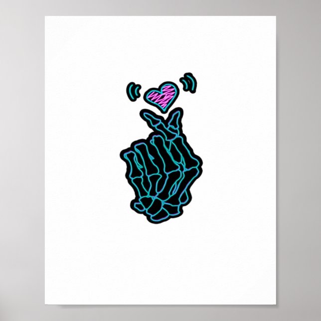 Skeleton Hands Forming A Heart Gentle Expression Poster (Front)