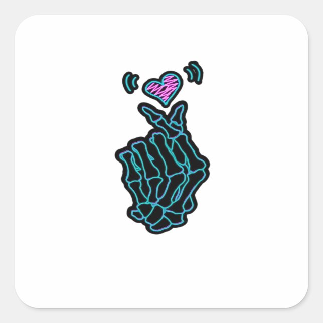 Skeleton Hands Forming A Heart Gentle Expression Square Sticker (Front)