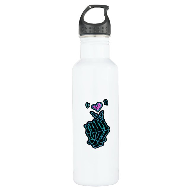 Skeleton Hands Forming A Heart Gentle Expression Stainless Steel Water Bottle (Front)