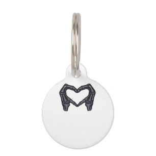Skeleton Hands Forming A Heart Pet ID Tag