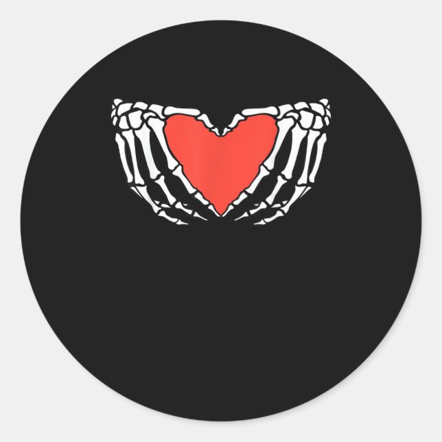 Skeleton Hands Forming Heart Creepy Gothic Classic Round Sticker (Front)