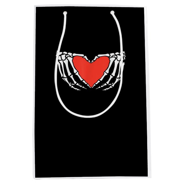 Skeleton Hands Forming Heart Creepy Gothic Medium Gift Bag (Front)