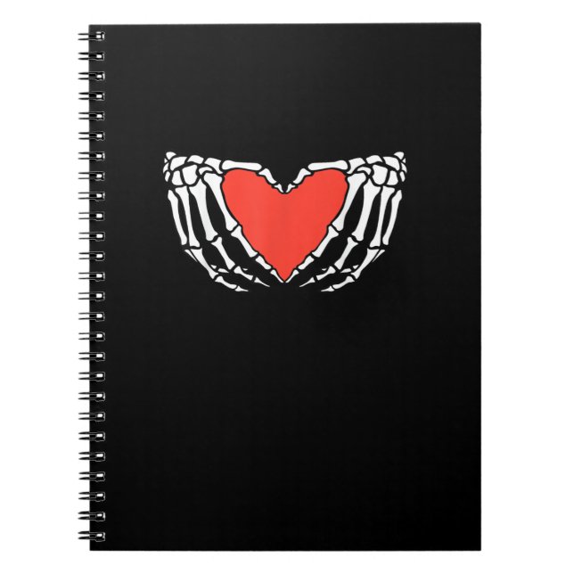 Skeleton Hands Forming Heart Creepy Gothic Notebook (Front)