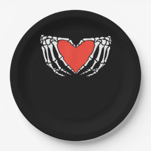 Skeleton Hands Forming Heart Creepy Gothic Paper Plates